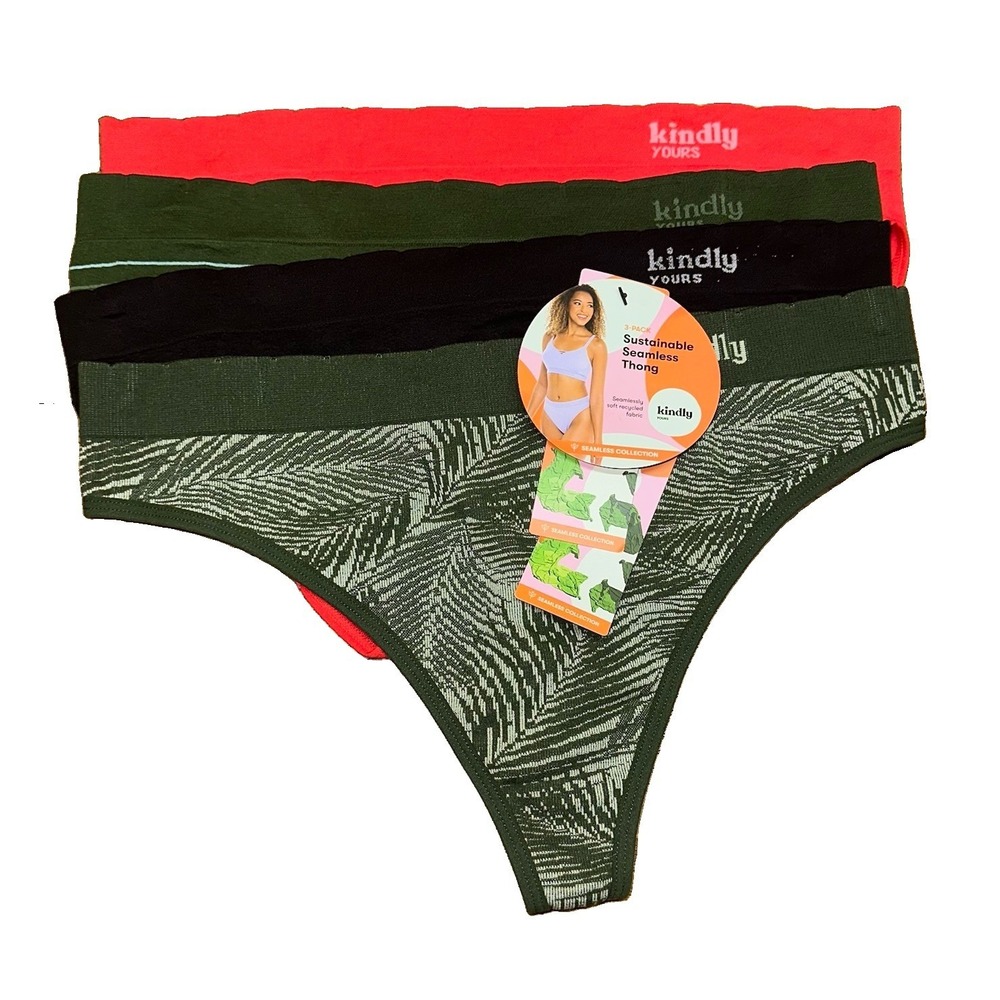 Kindly Yours Panties Mixed 4 Pack- 3 Thongs 1 Full Panty Women's XL 16-18 New